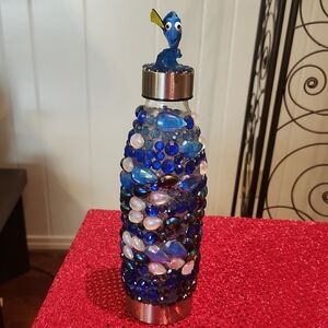 Blue and Silver Bejeweled Drinkware Bottle